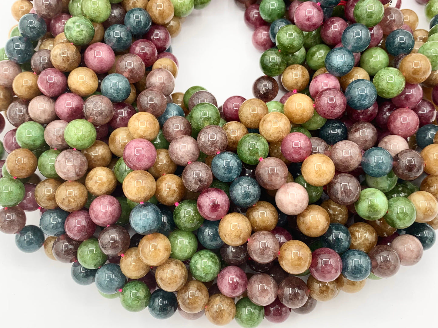 Dyed Malaysian Jade Round Smooth Shiny Natural Stone Beads Beautiful Dark Mixed Color Beads 4mm 6mm 8mm 10mm Around 15"