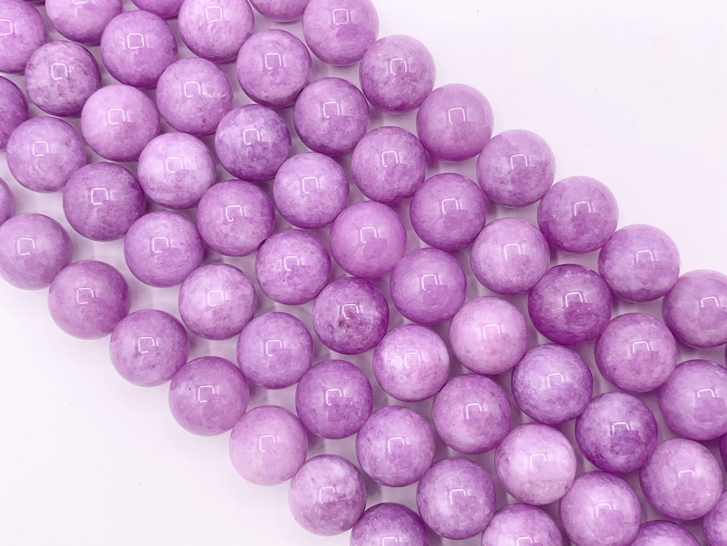 Lilac Purple Dyed Malaysian Jade Round Smooth Shiny Natural Stone Beads Beautiful Purple Color Beads 6mm 8mm 10mm 12mm Around 15"