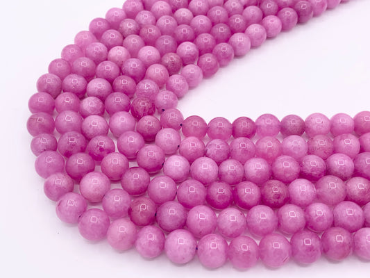 Lilac Pink Dyed Malaysian Jade Round Smooth Shiny Natural Stone Beads Beautiful Purple/Pink Color Beads 6mm 8mm 10mm 12mm Around 15"