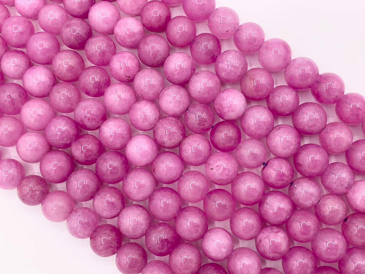 Lilac Pink Dyed Malaysian Jade Round Smooth Shiny Natural Stone Beads Beautiful Purple/Pink Color Beads 6mm 8mm 10mm 12mm Around 15"