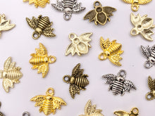 Load image into Gallery viewer, 21x16mm Pewter Bumble Bee Carved Pendants Cute Animal One Sided Charms Bulk Order in Gold, Matte Gold, Silver, Brass

