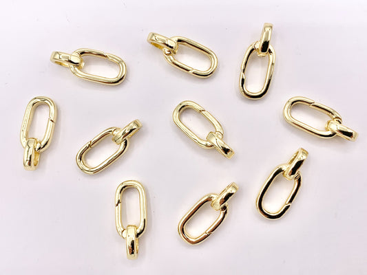 18K Gold Plated Oval Snap Hook Clasp Keyring Clasp 8 PCS