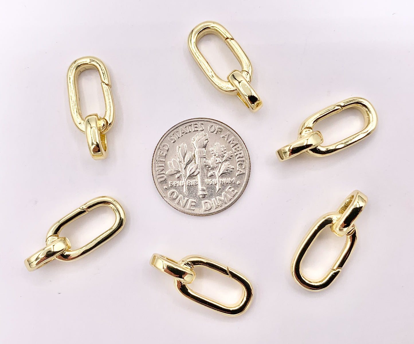 18K Gold Plated Oval Snap Hook Clasp Keyring Clasp 8 PCS