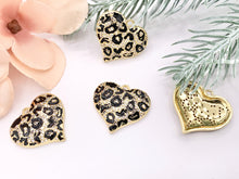 Load image into Gallery viewer, Enamel Leopard Heart CZ Pave Pendant Real Gold 18K Plated Micro CZ Cubic Zirconia Over Brass | Valentine&#39;s Day Gift Idea | Gifts for Her 4 PCS
