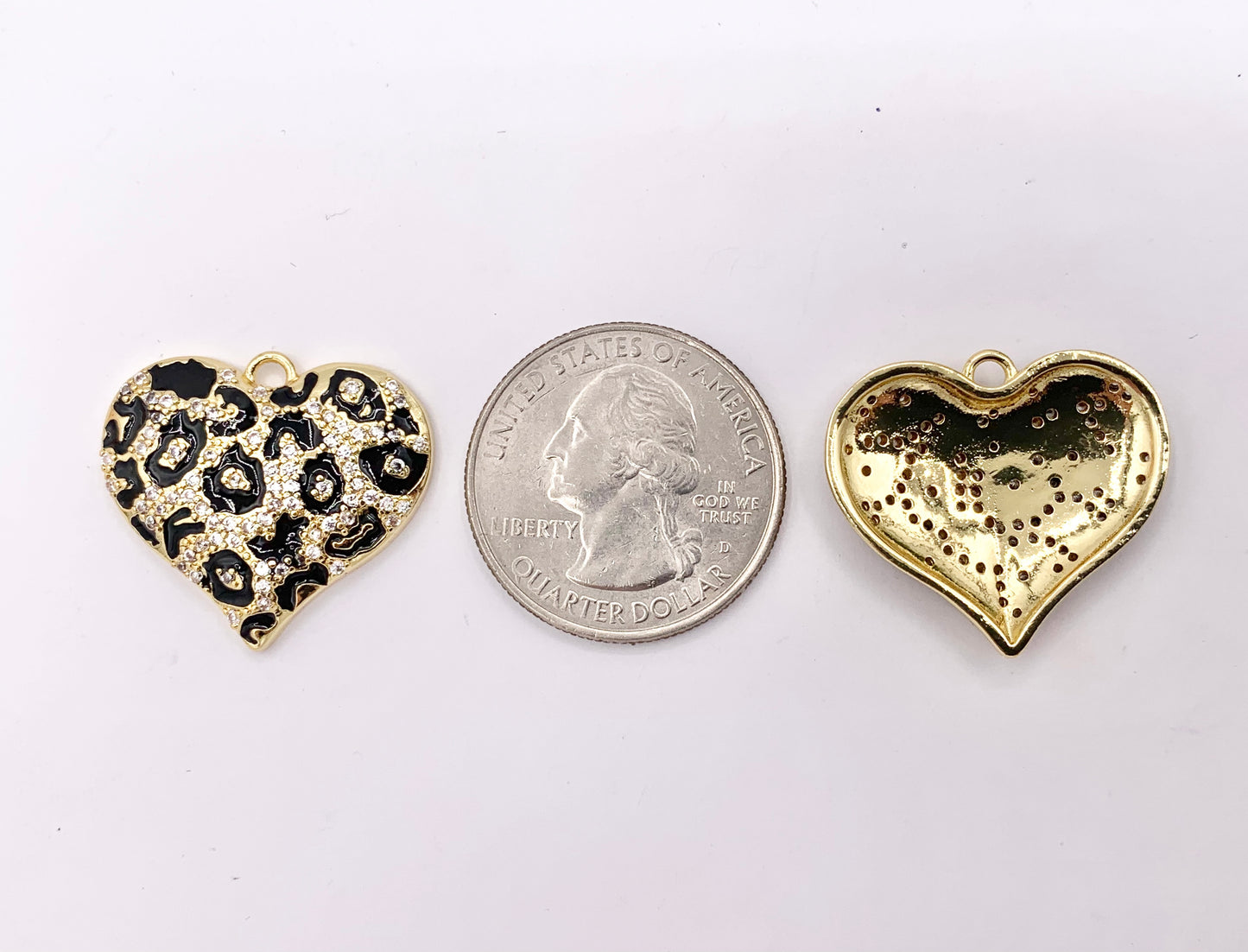 Enamel Leopard Heart CZ Pave Pendant Real Gold 18K Plated Micro CZ Cubic Zirconia Over Brass | Valentine's Day Gift Idea | Gifts for Her 4 PCS