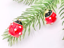 Load image into Gallery viewer, Cute Red Enamel Ladybug Charms 3D Puffy Charms in 18K Gold Plated Over Copper 5 PCS
