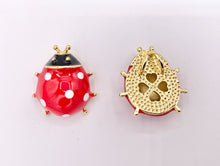 Load image into Gallery viewer, Cute Red Enamel Ladybug Charms 3D Puffy Charms in 18K Gold Plated Over Copper 5 PCS
