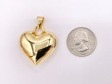 Cargar imagen en el visor de la galería, Large Puffy Heart Pendant Charms in 18K Gold Plated Copper Valentines Day Gift For Girlfriend 5 PCS
