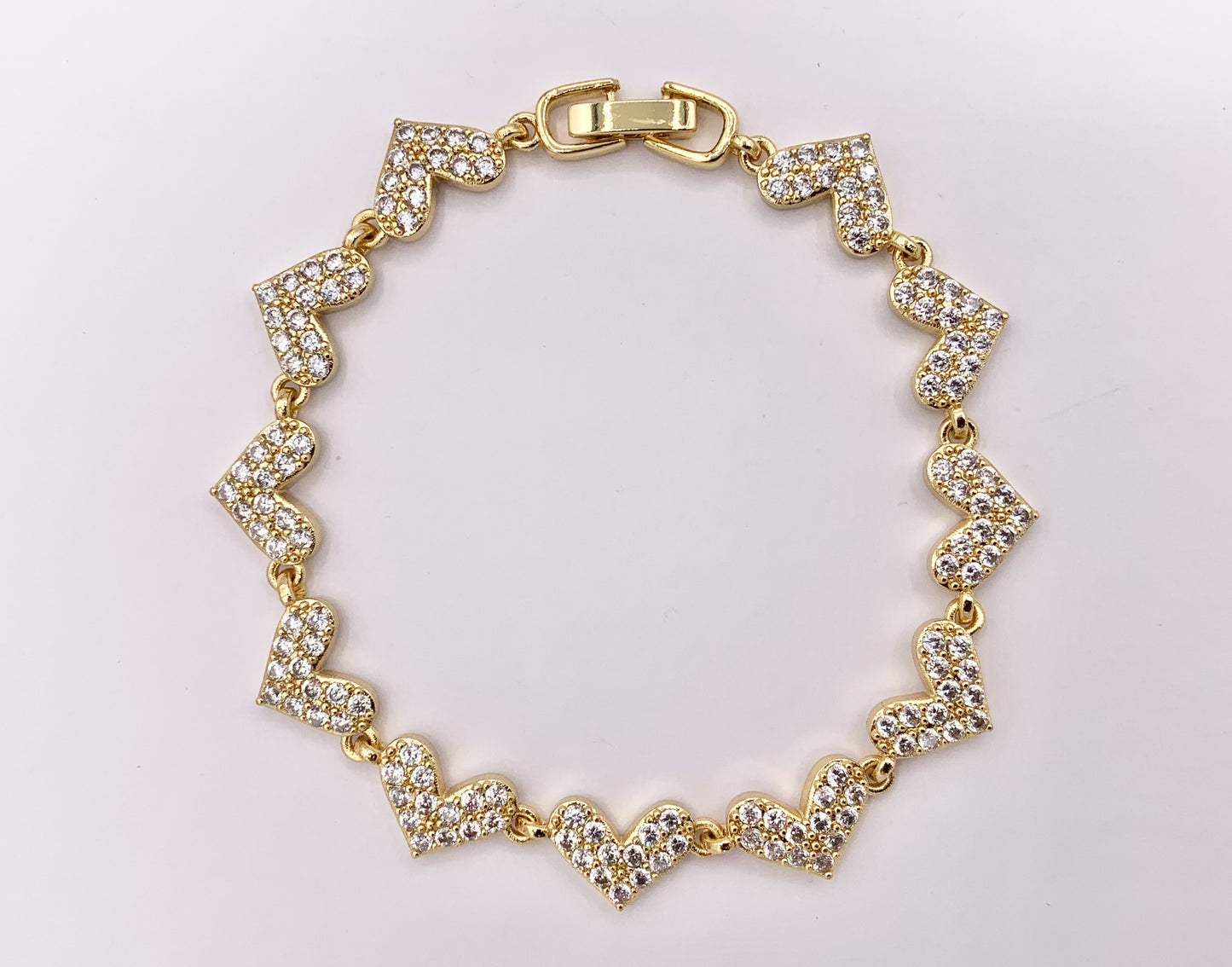 7" Delicate 18K Gold/Silver Plated Dainty Minimalist Fancy Heart Rhinestone Chain Bracelet 2 PCS