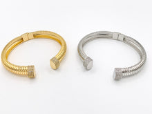 Load image into Gallery viewer, CZ Pave Rhinestone Fancy Open Hinge Bracelet Cuffs in 18K Gold Plating or Silver Plating
