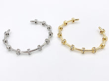 Load image into Gallery viewer, Dainty CZ Pave Rhinestone Rondelle Bracelet Cuffs Real Gold/Platinum 18K Plated Copper
