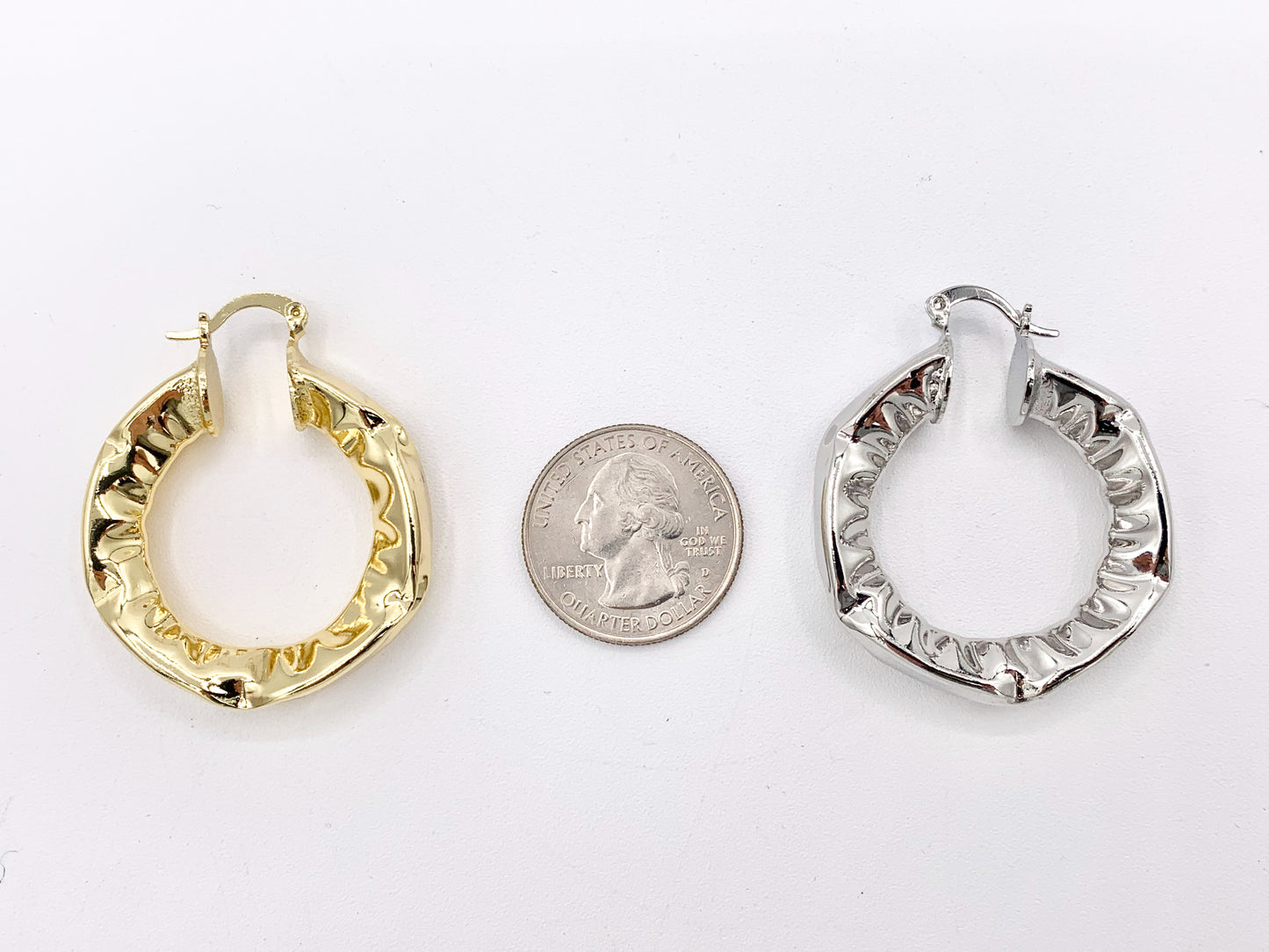 Large Chunky Statement Hoops Light Weight Minimalist Earring Latch Back Hoops in 18K Gold or Silver Plated Copper 3 PAIRS