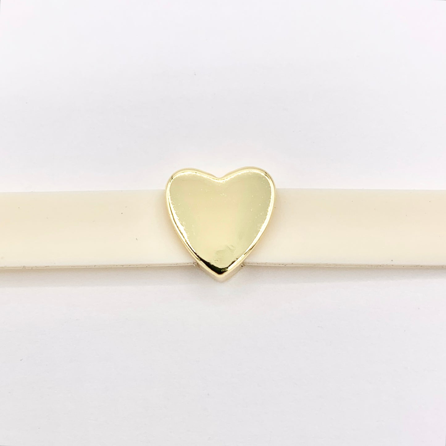 Plain Heart/Star Slider Charms in 18K Gold plated Copper 10 PCS