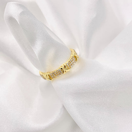 Simple Cubic Zirconia Ring in 18K Gold Plated Adjustable Ring 4 PCS