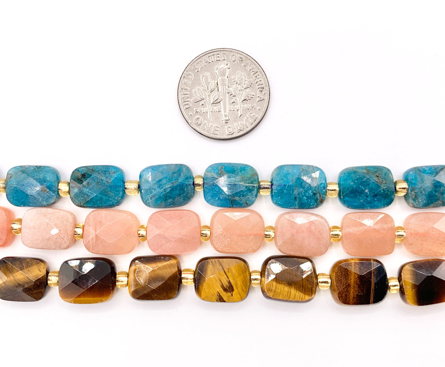 8x10mm Rectangle Shape Rose Quartz/ Tiger's Eye/ Apatite/ Lapis/ Pink Moonstone Flat Beads 14-15" Price 1 Strand