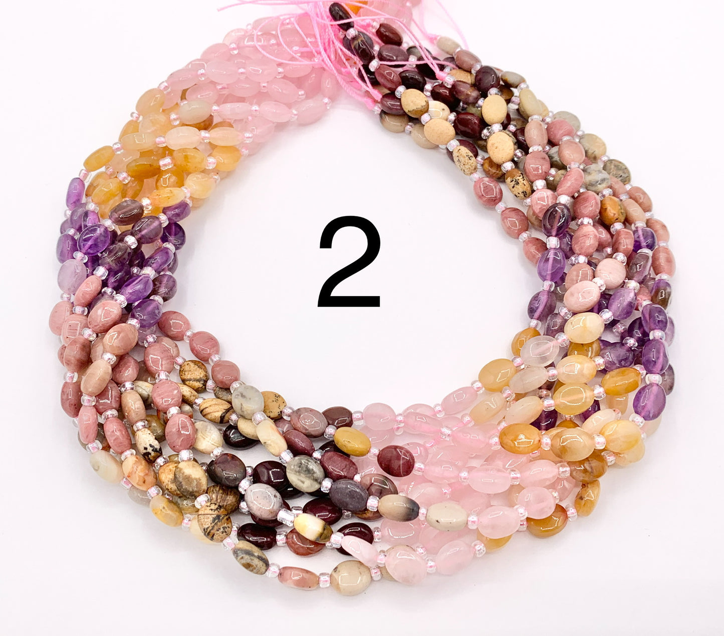 6x8mm Assorted High Quality Mixed Stone Oval Beads 4 Colors Available 14"-15" Price Per Strand