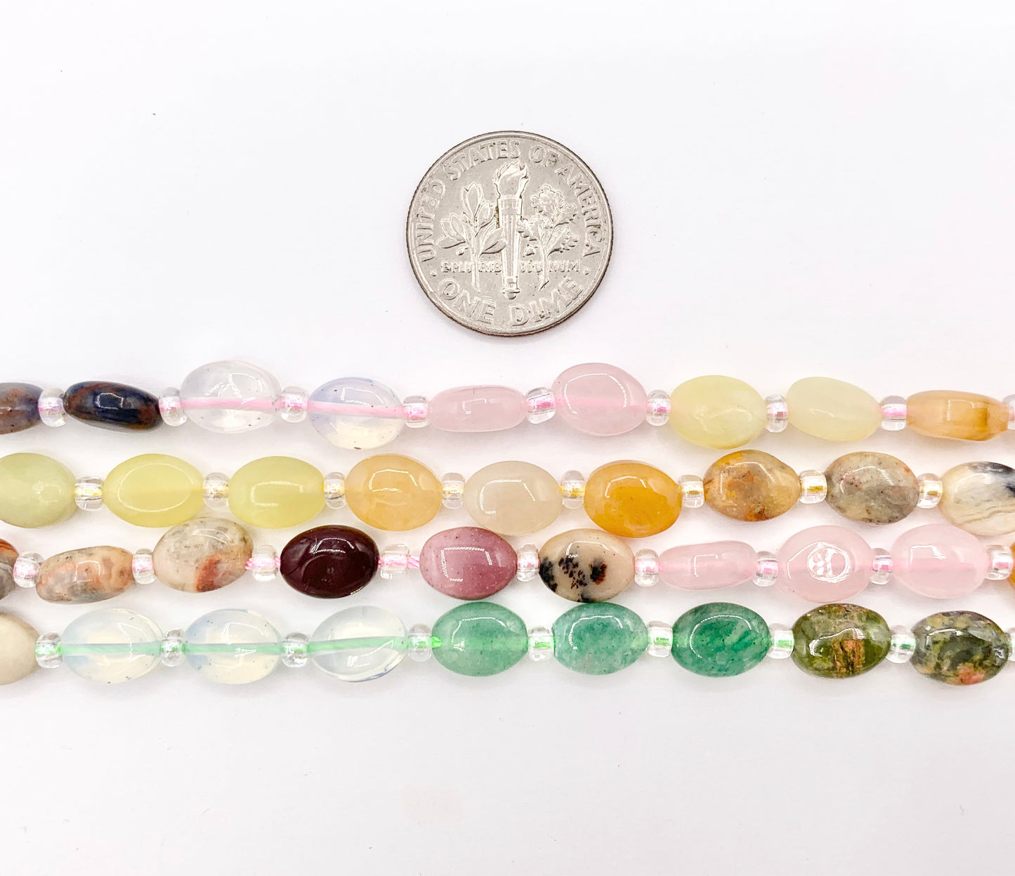 6x8mm Assorted High Quality Mixed Stone Oval Beads 4 Colors Available 14"-15" Price Per Strand