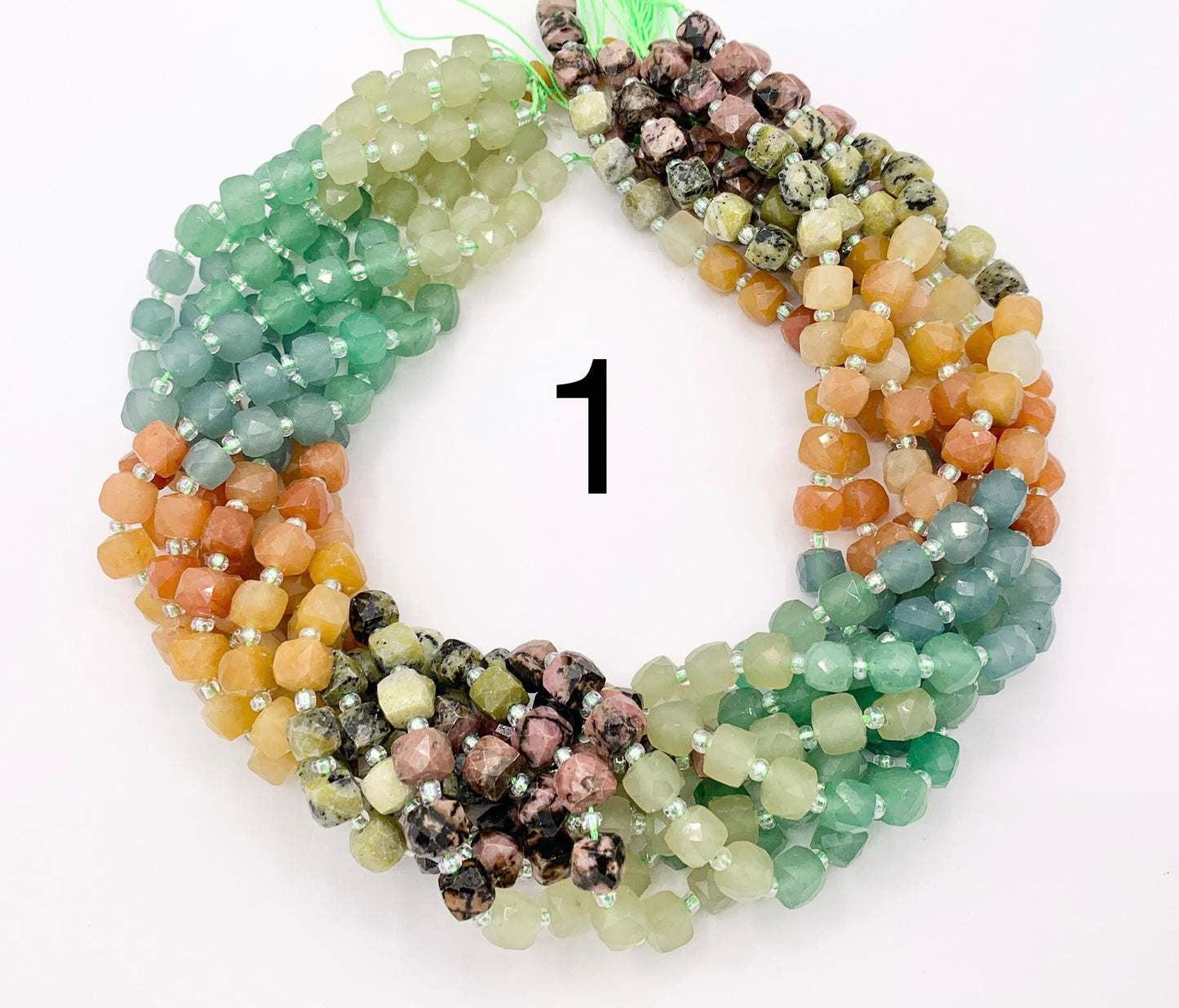 6-7mm Assorted High Quality Mixed Stone Hand Cut Cube Beads 6 Colors Available 15" Price Per Strand