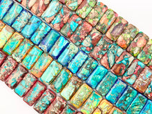 Cargar imagen en el visor de la galería, Dyed Variscite/Sea Sediment/Impression Jasper Rectangle Double Hole Double Drilled Bracelet Beads
