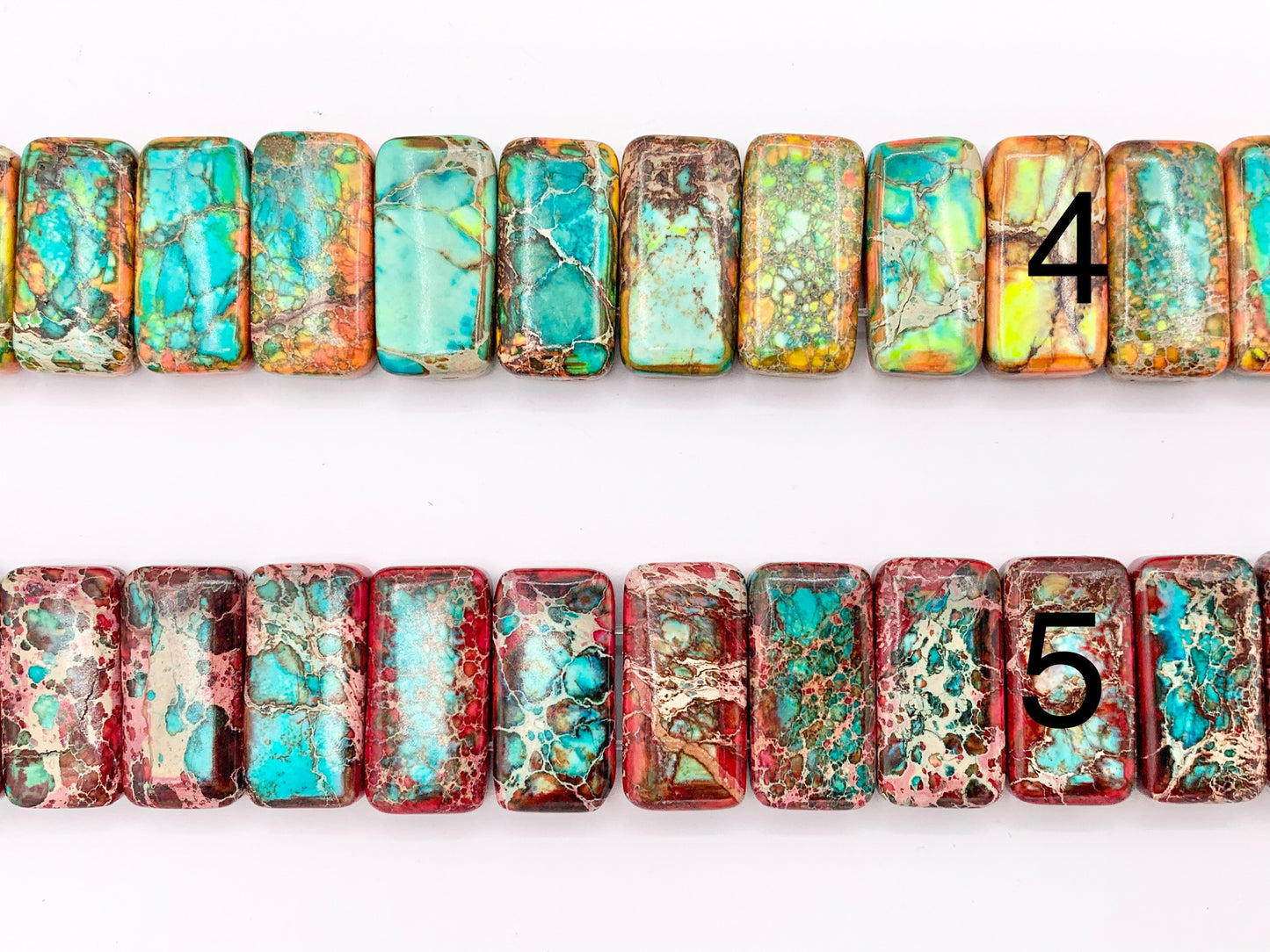 Dyed Variscite/Sea Sediment/Impression Jasper Rectangle Double Hole Double Drilled Bracelet Beads