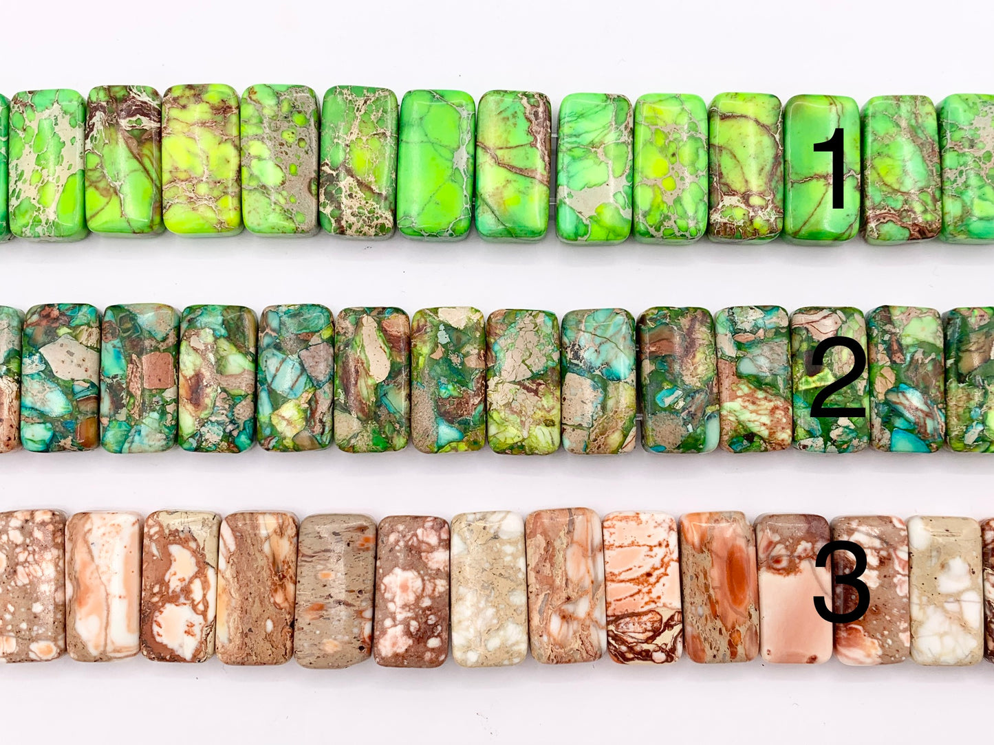 Dyed Variscite/Sea Sediment/Impression Jasper Rectangle Double Hole Double Drilled Bracelet Beads