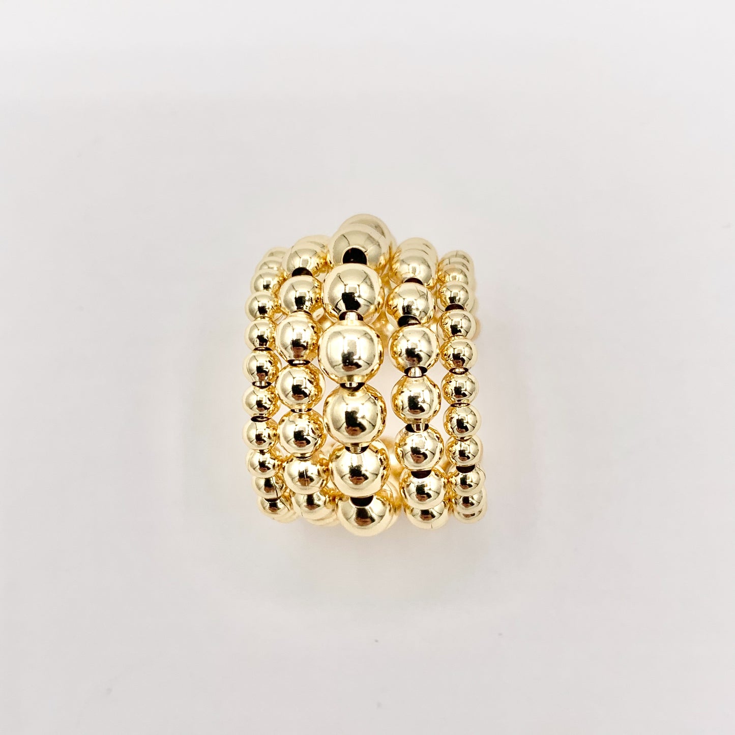 Thick Chunky Gold Beaded Ring in Real Gold 18K Plated Copper  4 PCS