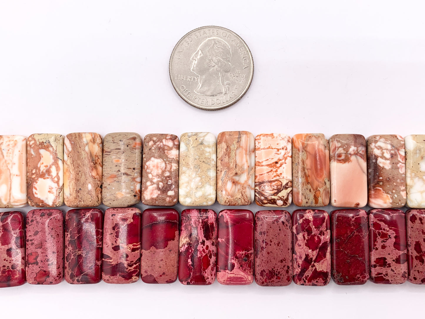 Dyed Variscite/Sea Sediment/Impression Jasper Rectangle Double Hole Double Drilled Bracelet Beads