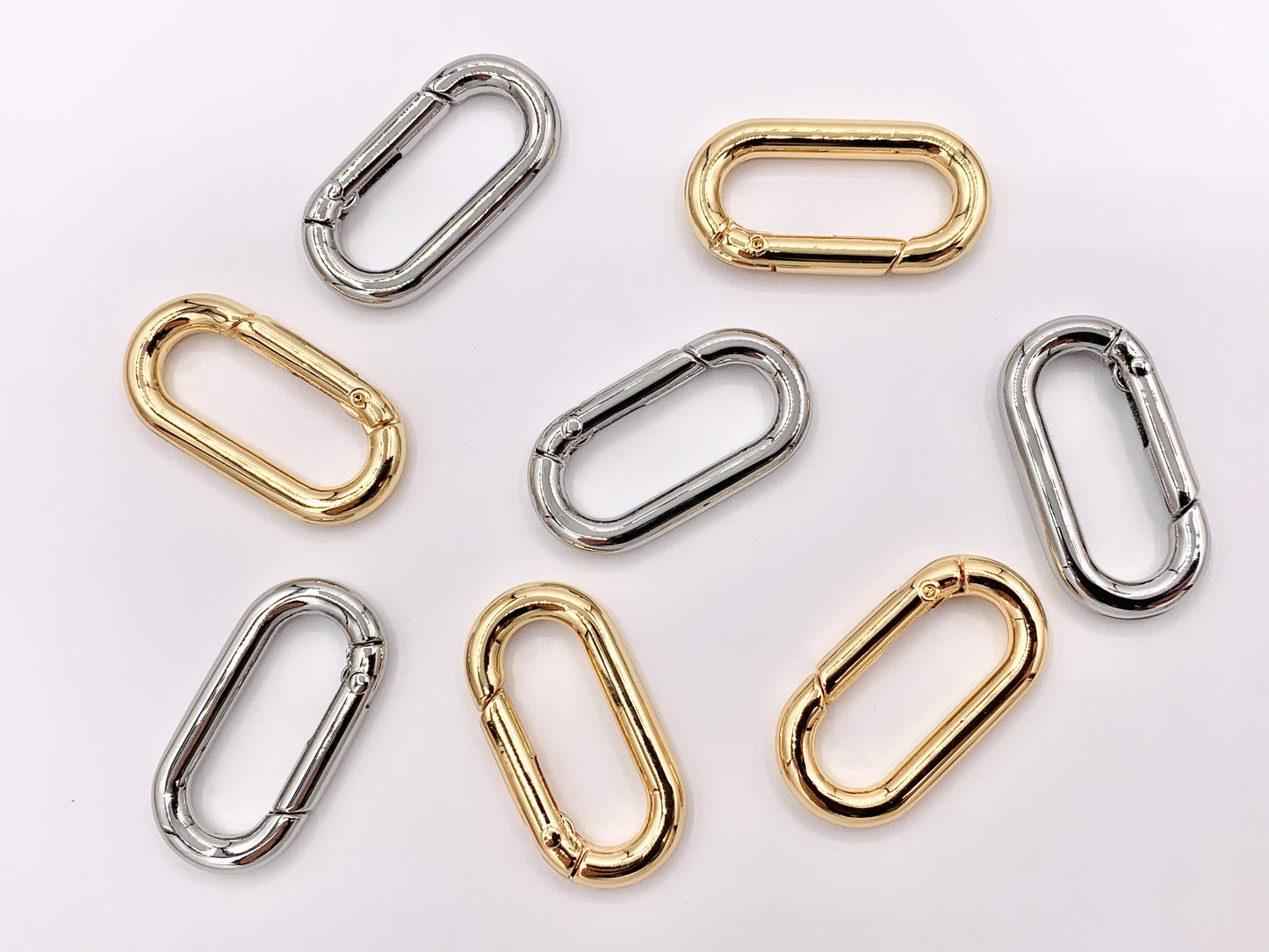 1.25 Inch Cute Plain Oval Key Chain Clasps in 18K Gold/Platinum Plated Copper 6 PCS