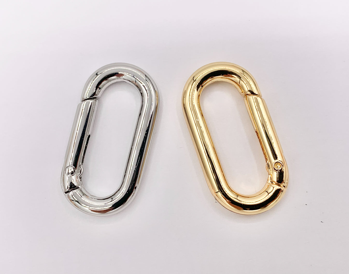 1.25 Inch Cute Plain Oval Key Chain Clasps in 18K Gold/Platinum Plated Copper 6 PCS