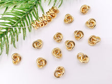 Load image into Gallery viewer, Cute Love Knot Spacer Beads in Real 18K Gold Plated Over Brass | Small Space Gold Ring Beads For Jewelry Making/Designs 30 PCS
