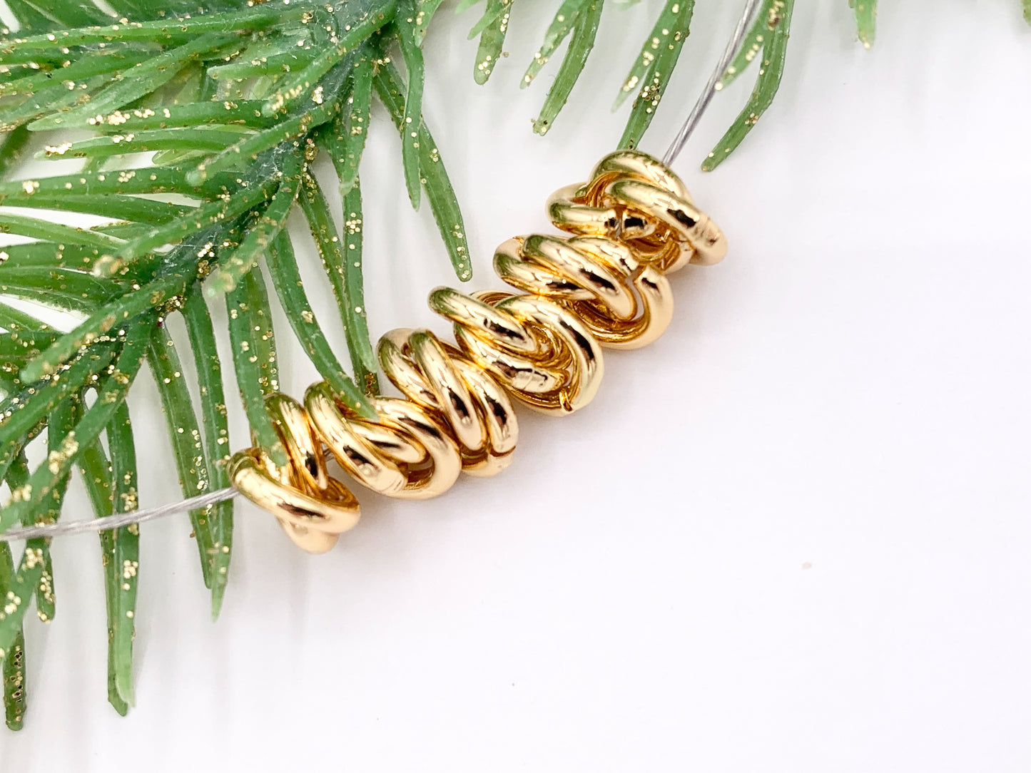 Cute Love Knot Spacer Beads in Real 18K Gold Plated Over Brass | Small Space Gold Ring Beads For Jewelry Making/Designs 30 PCS