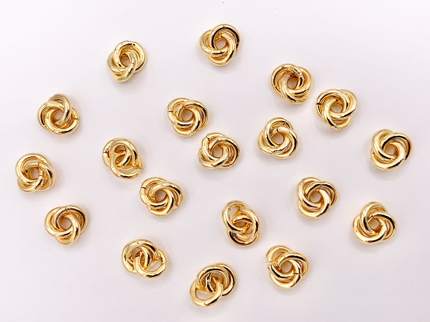 Cute Love Knot Spacer Beads in Real 18K Gold Plated Over Brass | Small Space Gold Ring Beads For Jewelry Making/Designs 30 PCS