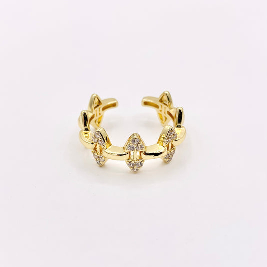 Dainty Spikes Rings in Gold 18K Plated Copper CZ Pave Adjustable Ring 4 PCS