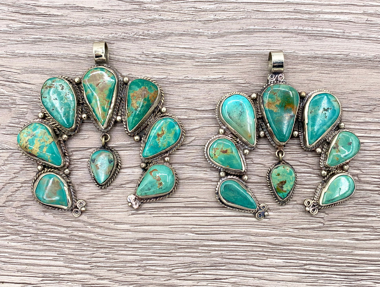 Tibetan Silver Natural Turquoise Crescent Horn Shape Handmade Pendant