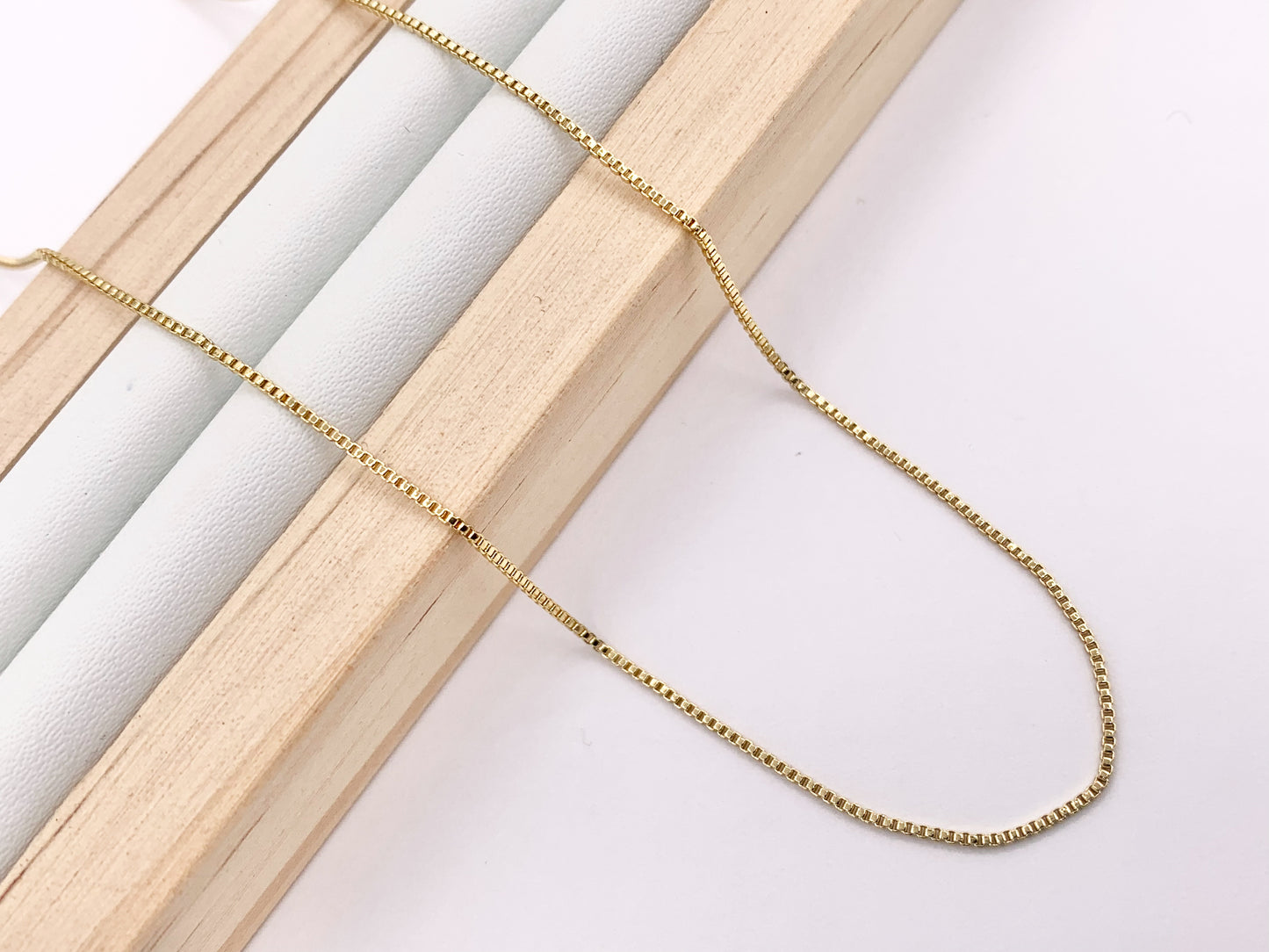 Delicate Box Chain Necklace with Slider Gold Plated Dainty Minimalist Finished Necklace 20" Adjustable Length 10 PCS