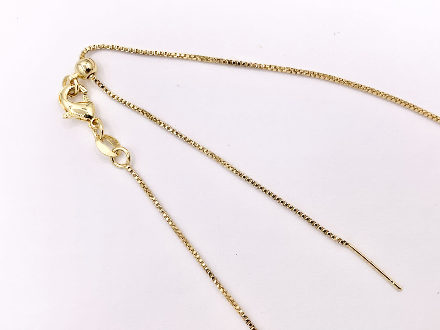 Delicate Box Chain Necklace with Slider Gold Plated Dainty Minimalist Finished Necklace 20" Adjustable Length 10 PCS