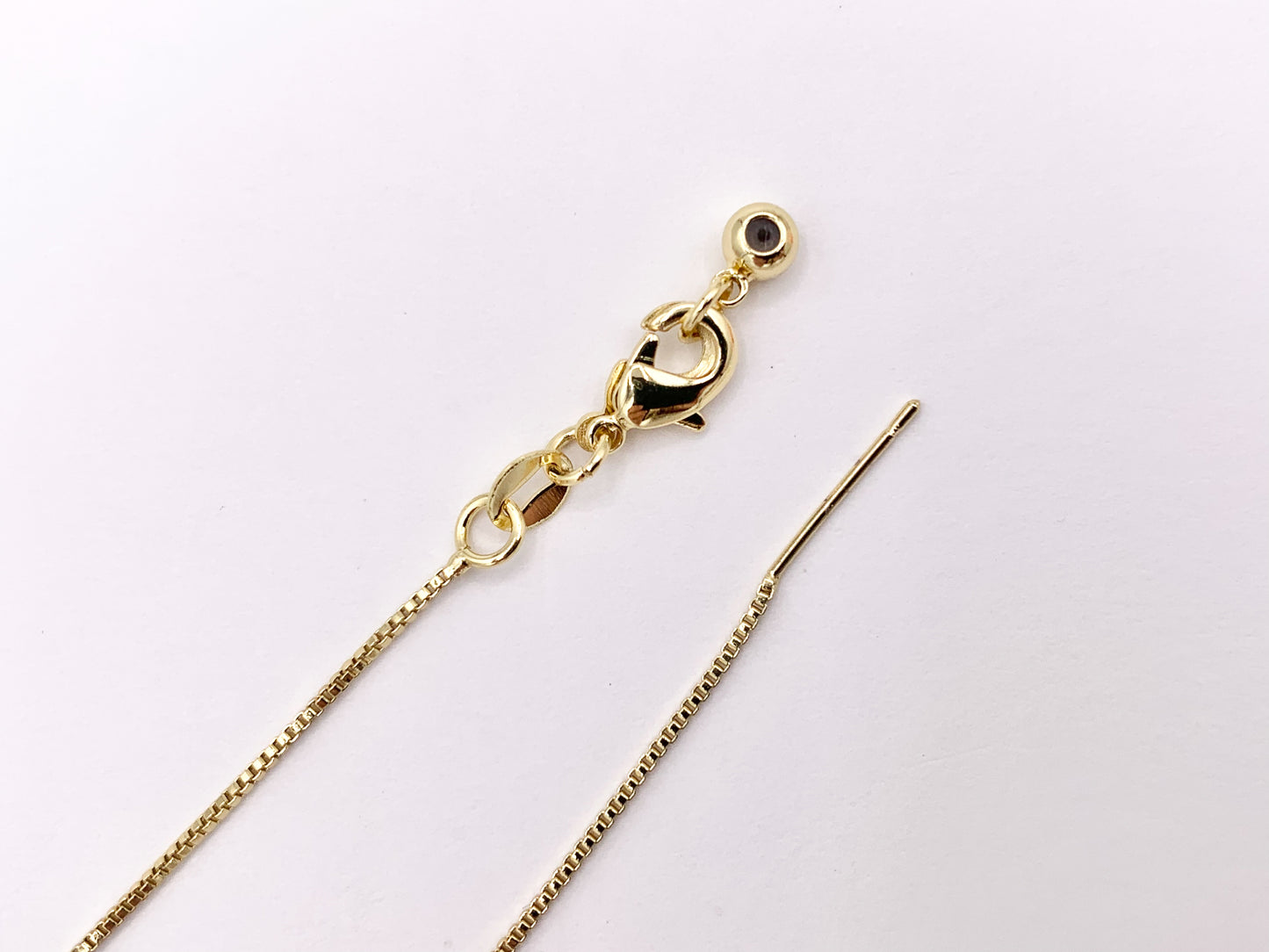 Delicate Box Chain Necklace with Slider Gold Plated Dainty Minimalist Finished Necklace 20" Adjustable Length 10 PCS