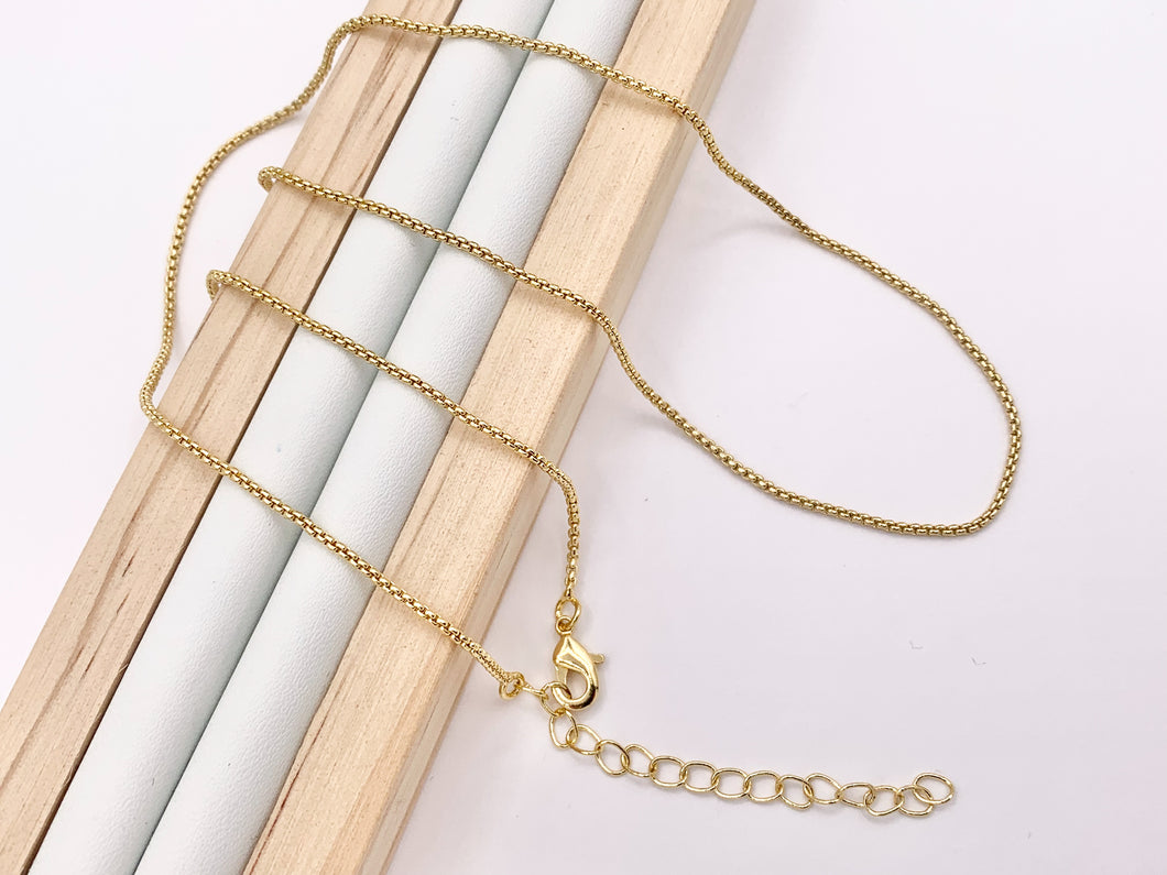 Delicate Box Chain Necklace Gold Plated Dainty Minimalist Finished Necklace 17.5