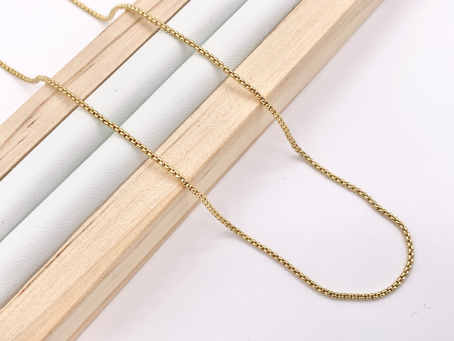 Delicate Box Chain Necklace Gold Plated Dainty Minimalist Finished Necklace 17.5" + 2" Extension Link 10 PCS