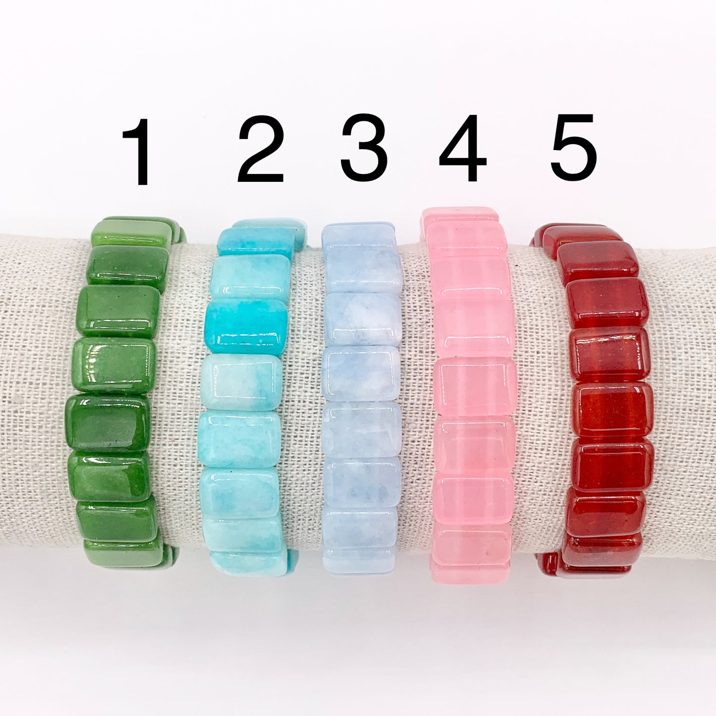 12mm Dyed Double Drilled Rectangle Jade Beaded Stretchy Bracelets 6.5-7" Price For 1