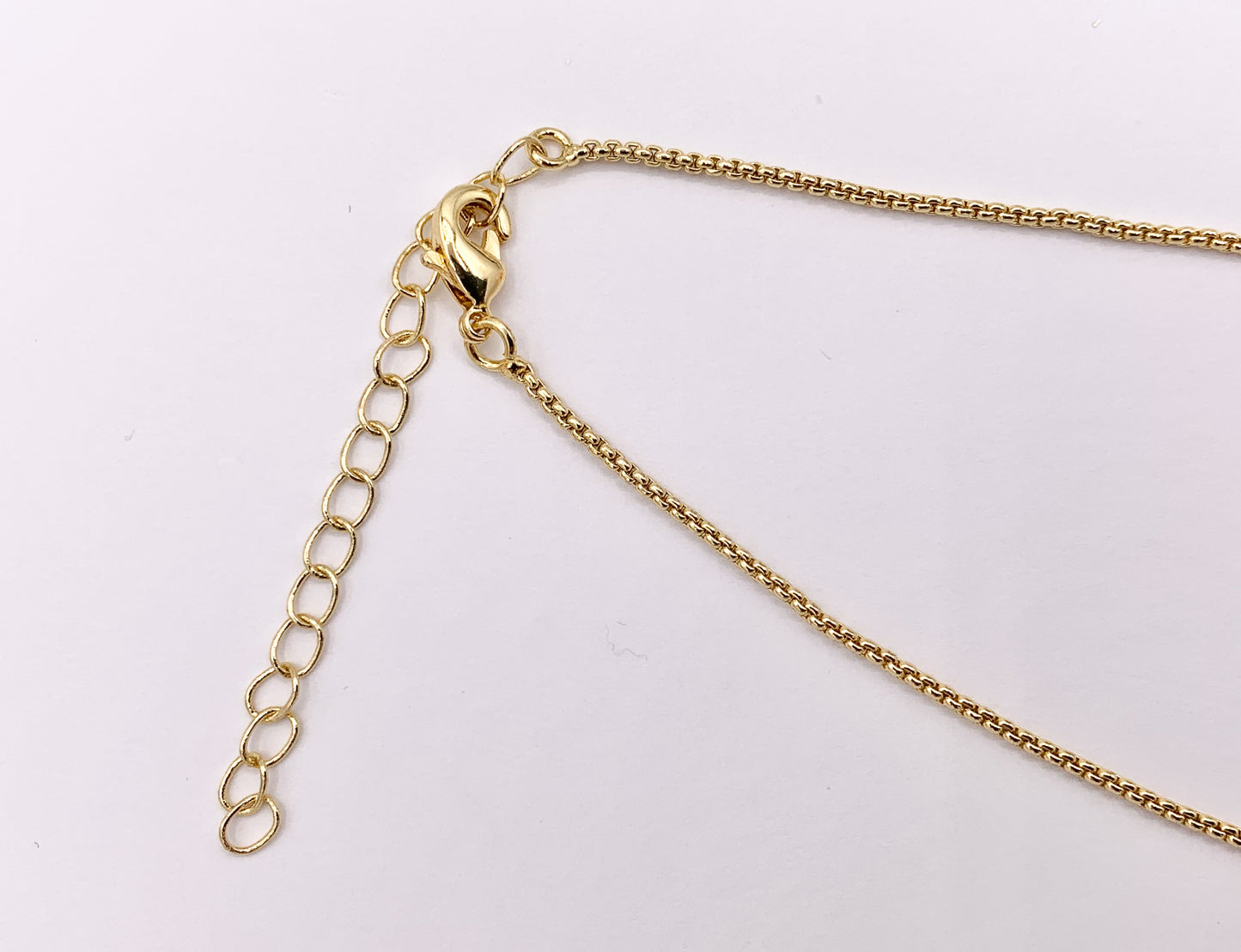 Delicate Box Chain Necklace Gold Plated Dainty Minimalist Finished Necklace 17.5" + 2" Extension Link 10 PCS