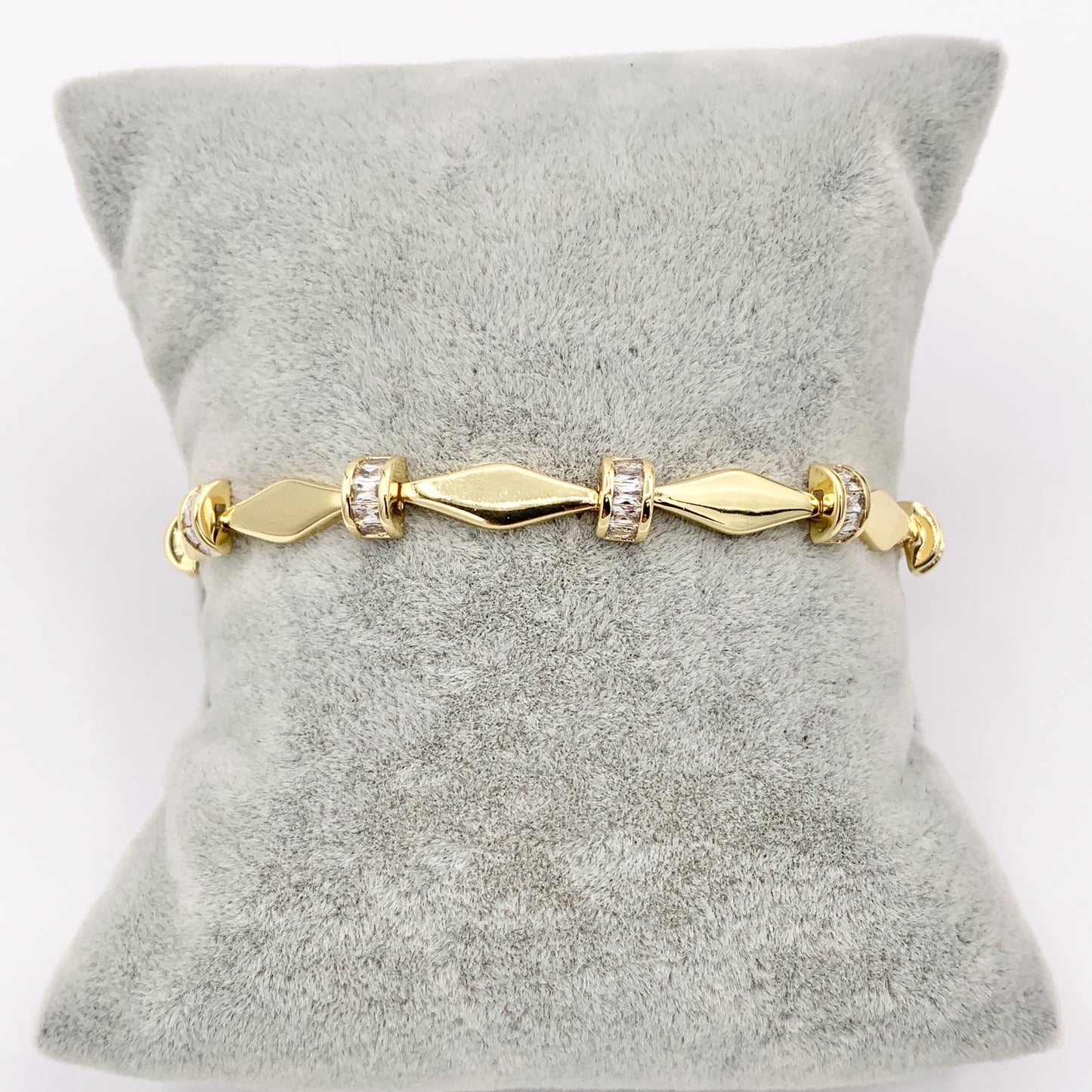 7" Delicate 18K Gold Plated Marquis Link Rhinestone Chain Bracelet 2 PCS