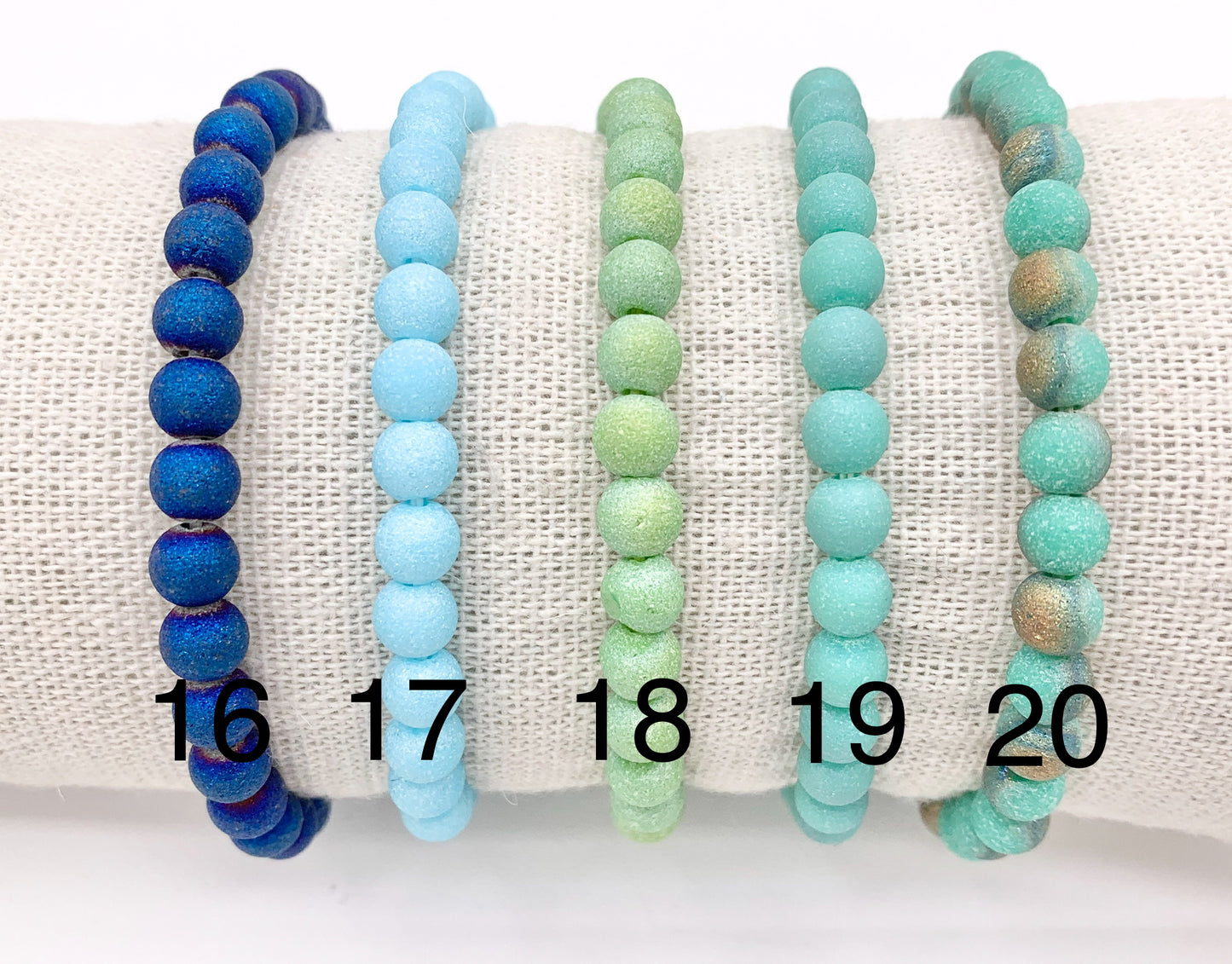 6mm Glass Druzy Beaded Stretchy Bracelets Imitation Druzy Glass Bracelets 7" 1 PC