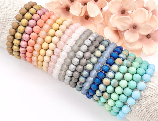 8mm Glass Druzy Beaded Stretchy Bracelets Imitation Druzy Glass Bracelets 7" 1 PC