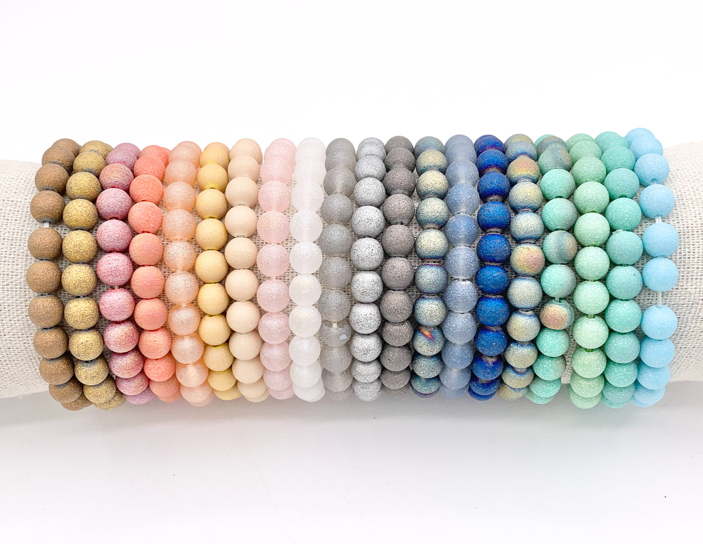 8mm Glass Druzy Beaded Stretchy Bracelets Imitation Druzy Glass Bracelets 7" 1 PC