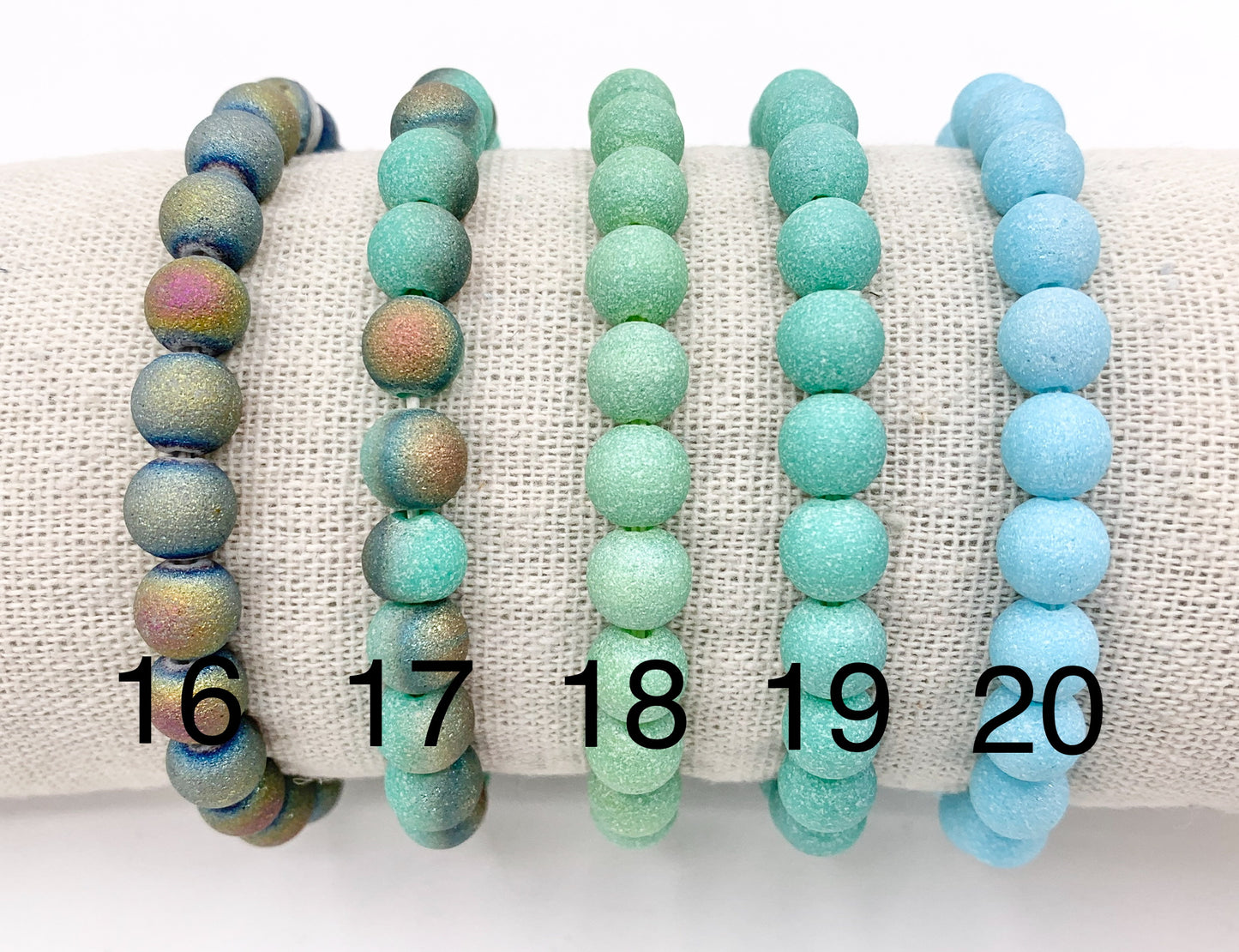 8mm Glass Druzy Beaded Stretchy Bracelets Imitation Druzy Glass Bracelets 7" 1 PC