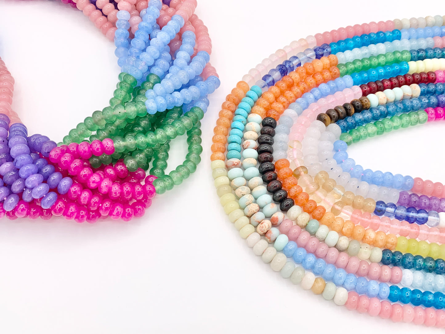 4x6mm Beautiful Mixed Color Quartz Smooth Rondelle Beads | Multicolor Dyed Jade, Jasper And Quartz Beads Natural Stone Beads Around 15" Price 1 Strand