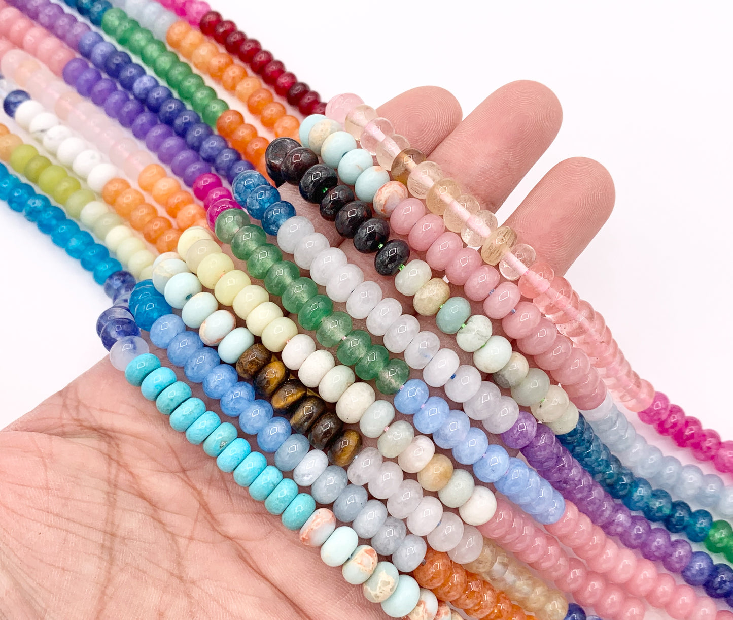 4x6mm Beautiful Mixed Color Quartz Smooth Rondelle Beads | Multicolor Dyed Jade, Jasper And Quartz Beads Natural Stone Beads Around 15" Price 1 Strand