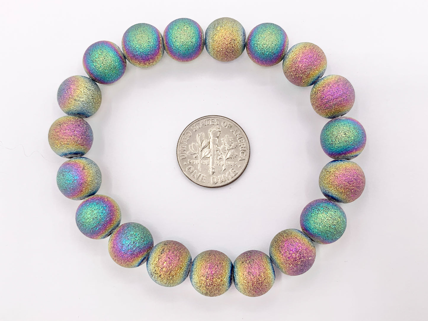 10mm Glass Druzy Beaded Stretchy Bracelets Imitation Druzy Glass Bracelets 7" 1 PC