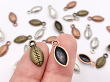 Cargar imagen en el visor de la galería, 7x15mm Pewter One Sided Tiny Football Charms Small Curved Sports Charms Bulk Order in  Silver, Copper and Brass 125G
